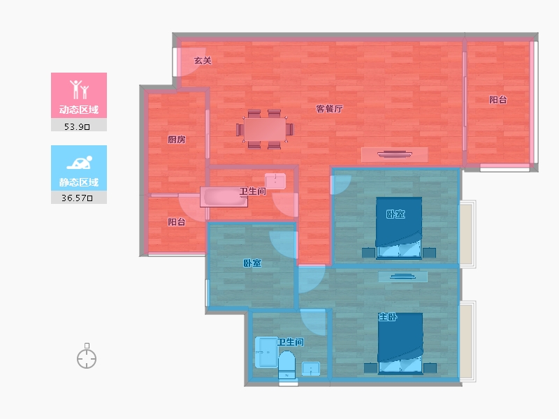 广东省-广州市-合家和府A3幢建面100m²-83.00-户型库-动静分区