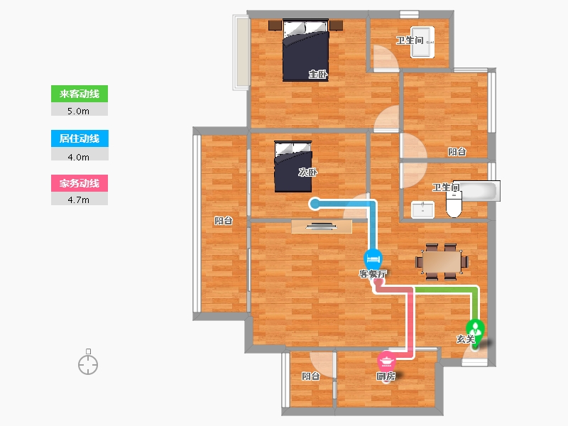 广东省-广州市-合家和府A3幢建面99m²-85.60-户型库-动静线