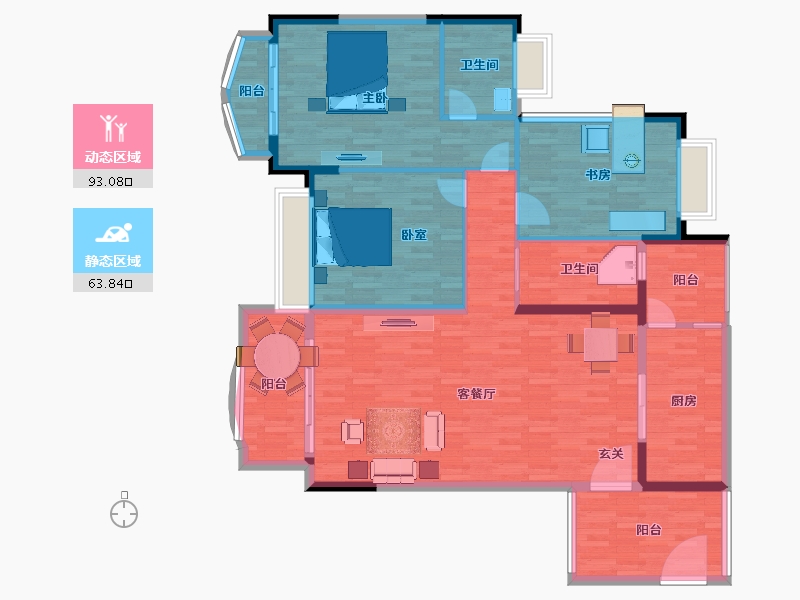 广东省-广州市-莱茵水岸建面121m²-143.74-户型库-动静分区