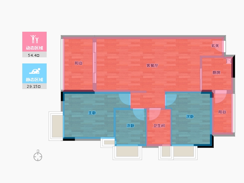 广东省-广州市-智杰雅筑雅逸轩4-7栋建面92m²-75.06-户型库-动静分区