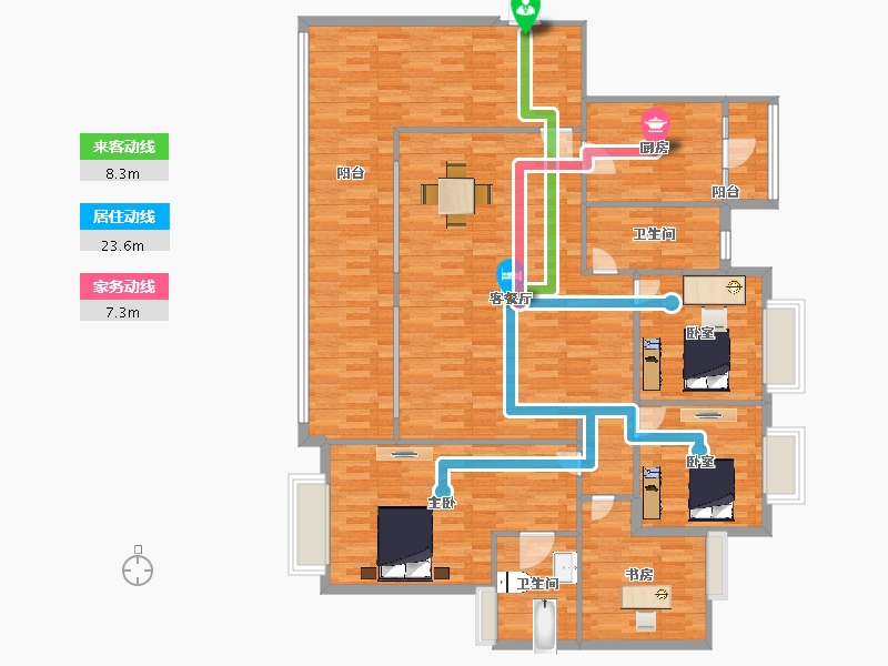 广东省-广州市-珠光山水御苑2栋建面171m²-155.65-户型库-动静线