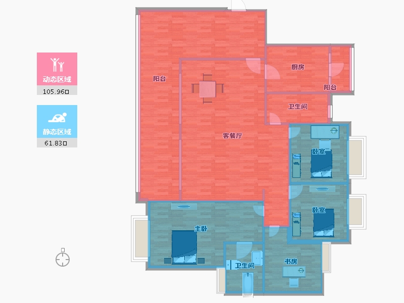 广东省-广州市-珠光山水御苑2栋建面171m²-155.65-户型库-动静分区