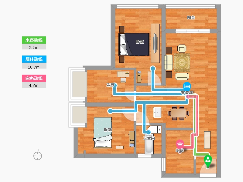 广东省-广州市-万科金色里程1栋2栋3栋4栋5栋6栋75m²-60.37-户型库-动静线