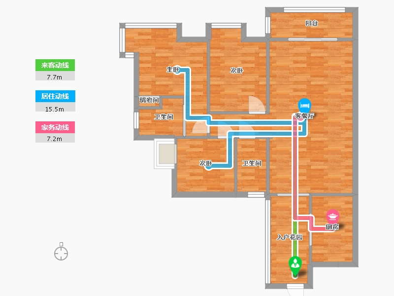 广东省-广州市-珠岛花园金湾明珠10栋110m2-86.23-户型库-动静线