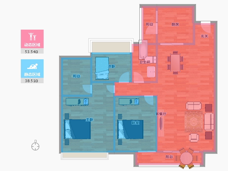 广东省-广州市-嘉骏幸福里建面106m²-84.10-户型库-动静分区