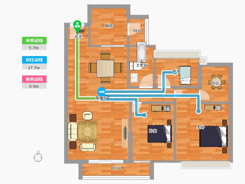 广东省-广州市-嘉骏幸福里建面105m²-81.59-户型库-动静线