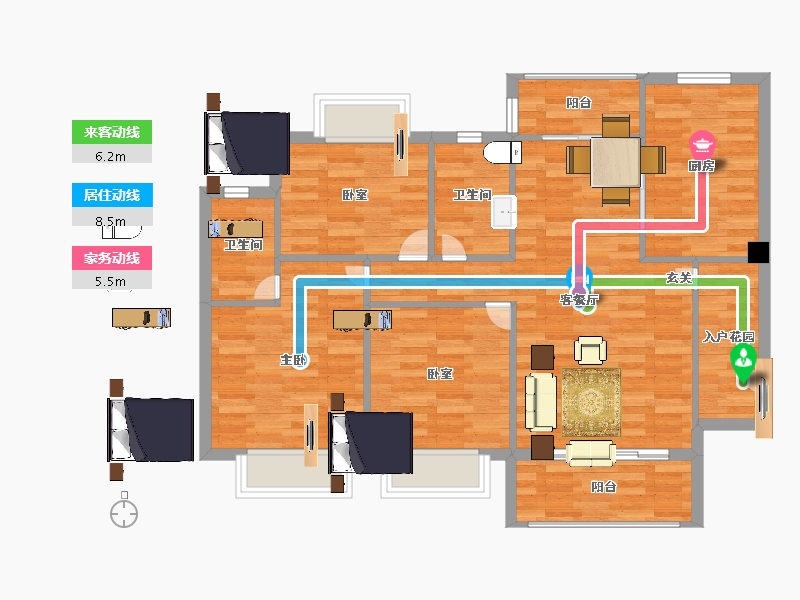 广东省-广州市-仟信广场4栋建面114m²-91.19-户型库-动静线