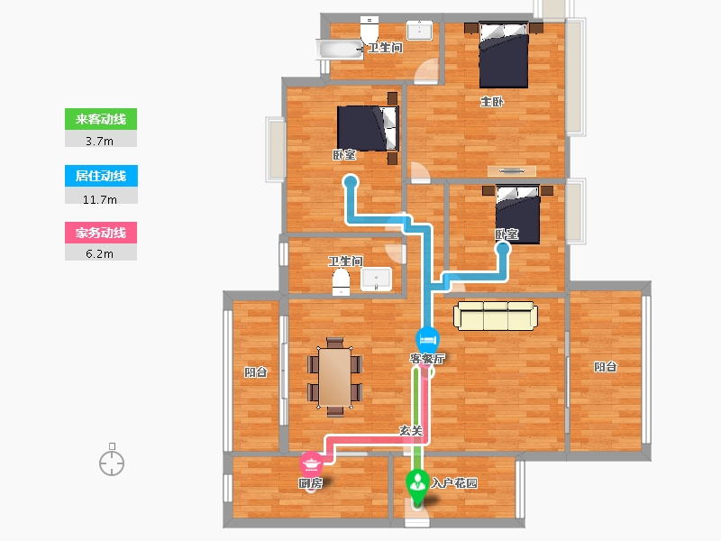 广东省-广州市-仟信广场4栋建面130m²-104.01-户型库-动静线