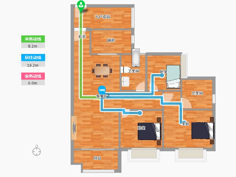 广东省-广州市-仟信广场3栋建面118m²-94.40-户型库-动静线