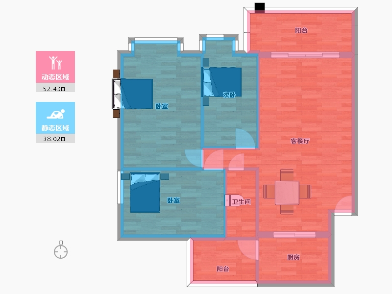 广东省-广州市-富雅都市华庭40栋04户型102m²-82.09-户型库-动静分区