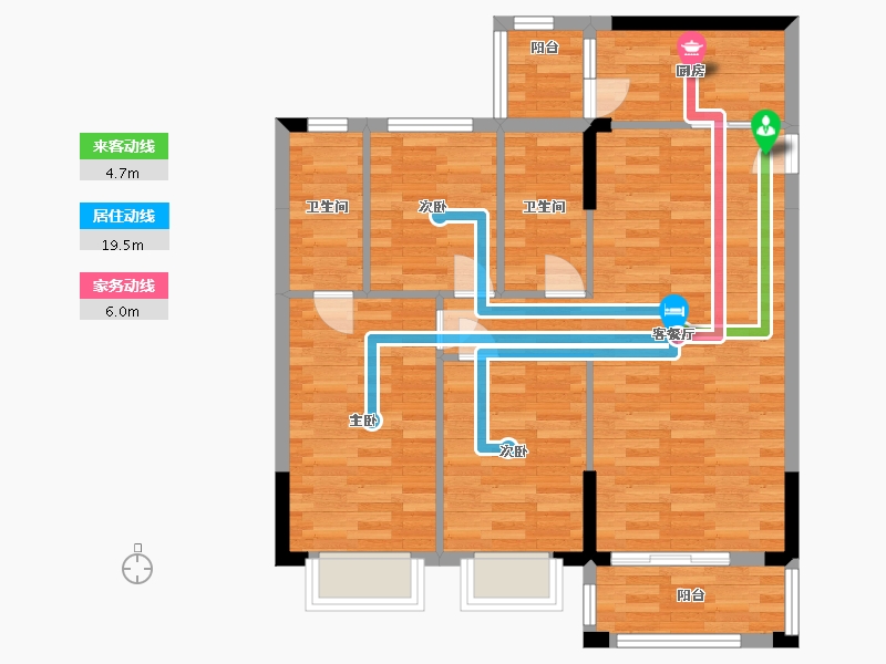 广东省-广州市-富雅都市华庭41幢03户型100m²-79.98-户型库-动静线