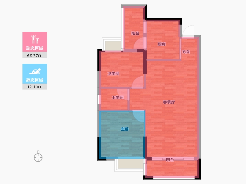 广东省-广州市-安合花园建面64m²-71.07-户型库-动静分区