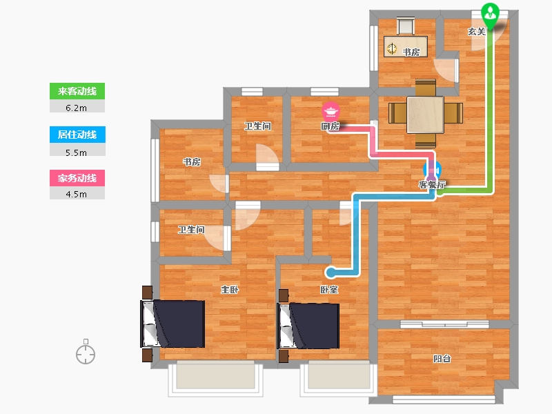 广东省-广州市-保利花城纪7栋一梯建面107m²-85.59-户型库-动静线