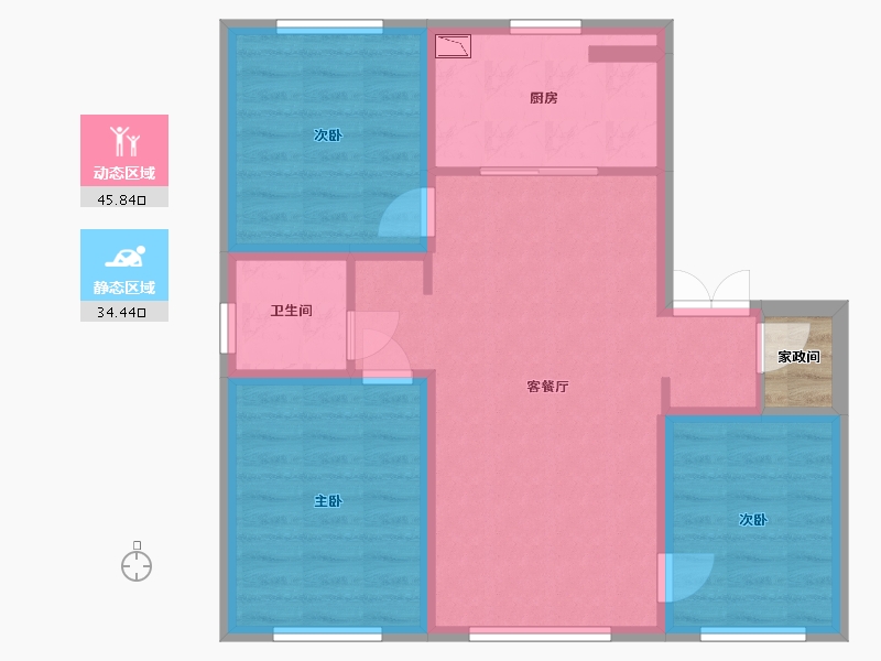 吉林省-长春市-新星宇揽悦-73.00-户型库-动静分区