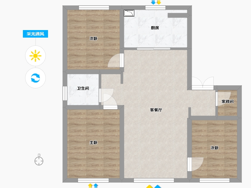 吉林省-长春市-新星宇揽悦-73.00-户型库-采光通风