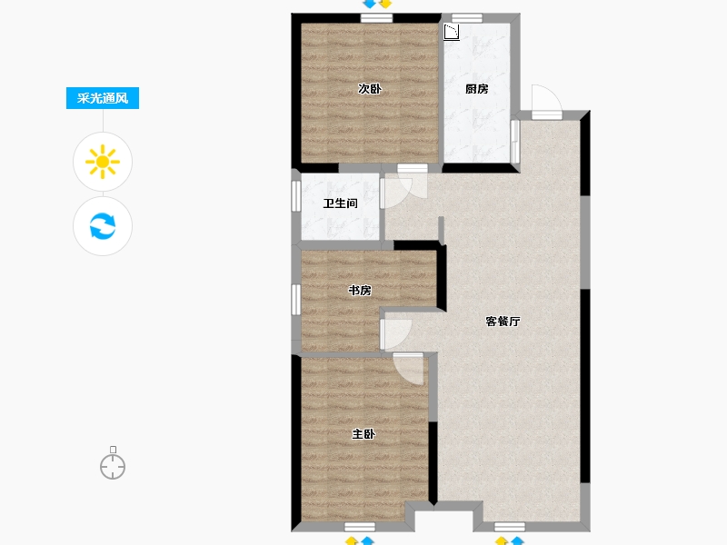 山东省-济南市-公园学府-88.80-户型库-采光通风