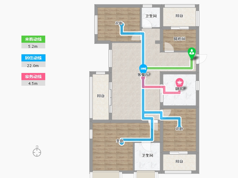 陕西省-西安市-清凉山居-102.27-户型库-动静线