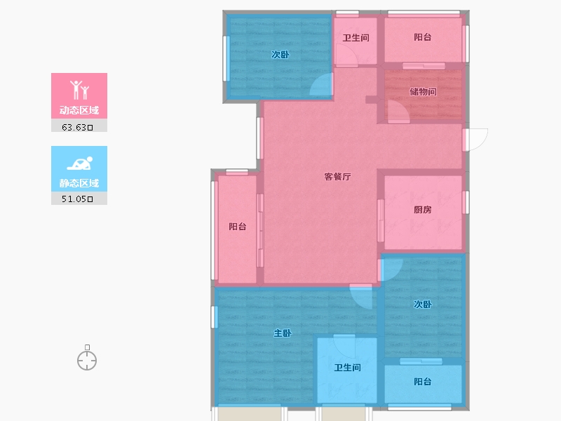 陕西省-西安市-清凉山居-102.27-户型库-动静分区