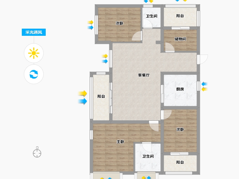 陕西省-西安市-清凉山居-102.27-户型库-采光通风