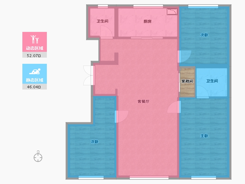 吉林省-长春市-新星宇揽悦-89.64-户型库-动静分区