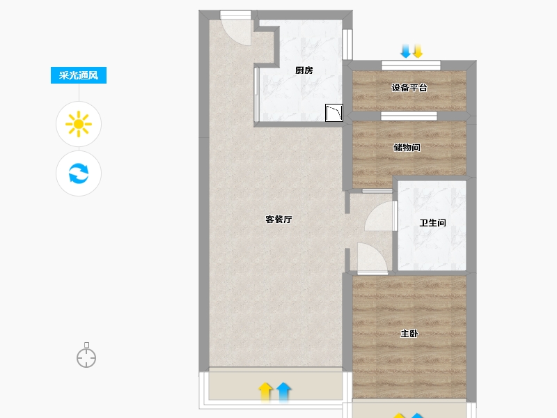 黑龙江省-哈尔滨市-融创公园壹号-54.42-户型库-采光通风