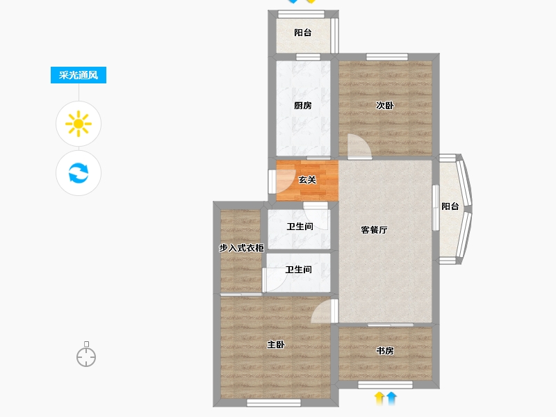 黑龙江省-哈尔滨市-融创公园壹号-67.08-户型库-采光通风