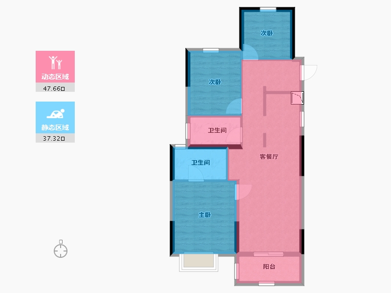 浙江省-杭州市-北上星云府-76.00-户型库-动静分区