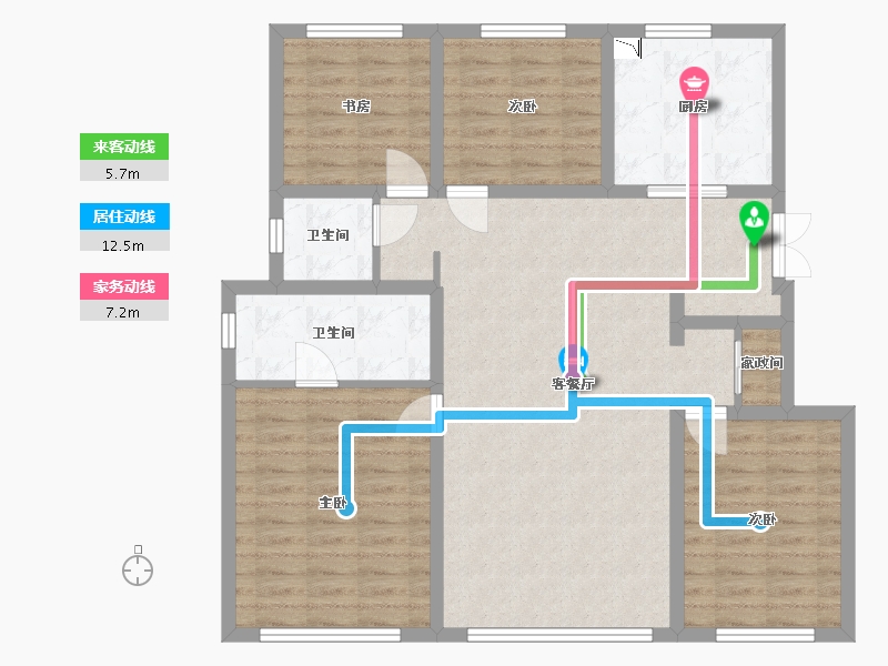 吉林省-长春市-新星宇揽悦-105.20-户型库-动静线