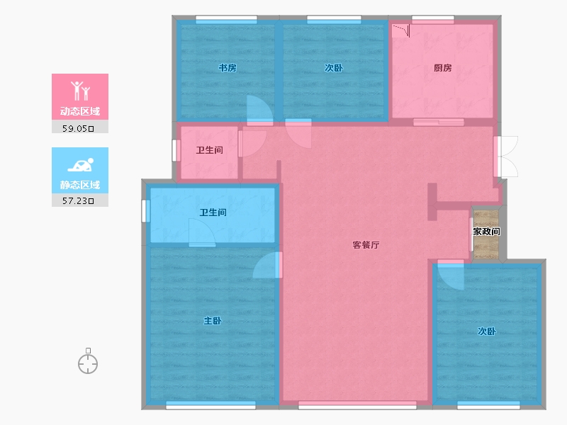 吉林省-长春市-新星宇揽悦-105.20-户型库-动静分区