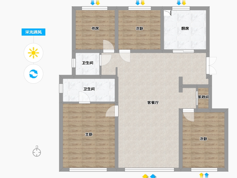 吉林省-长春市-新星宇揽悦-105.20-户型库-采光通风