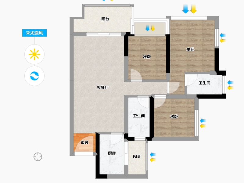 四川省-成都市-袍商朗诗天府绿郡-65.00-户型库-采光通风