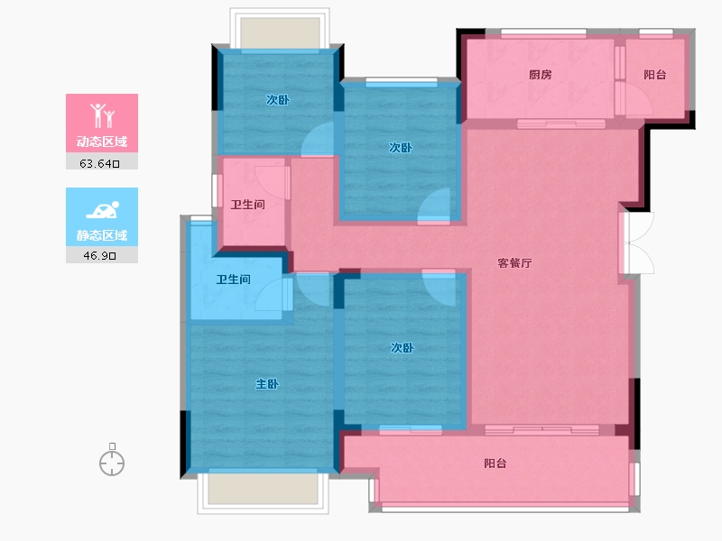 重庆-重庆市-铜梁金科集美东方-97.88-户型库-动静分区