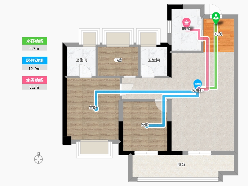 福建省-漳州市-大唐三木印象西湖-71.14-户型库-动静线