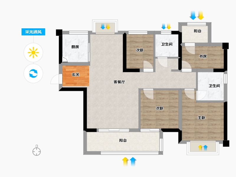 福建省-漳州市-大唐三木印象西湖-86.37-户型库-采光通风