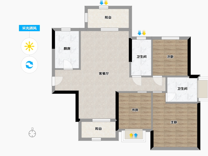 广东省-韶关市-欧浦·御龙湾-93.30-户型库-采光通风