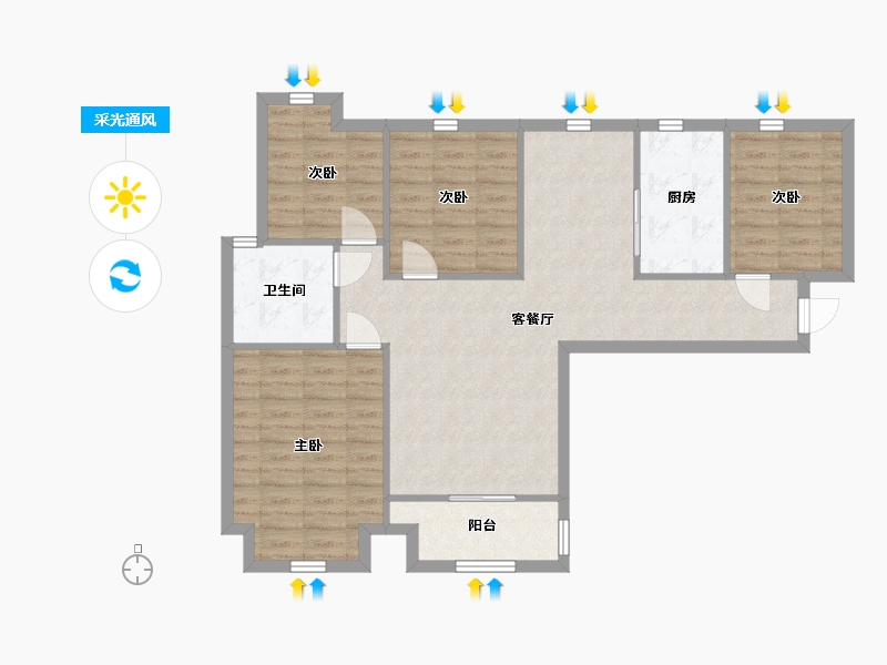 江苏省-镇江市-仙林国际花园-94.16-户型库-采光通风