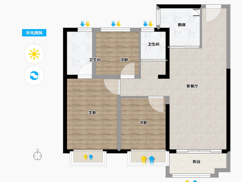 河北省-邯郸市-美的天正智慧城-88.81-户型库-采光通风