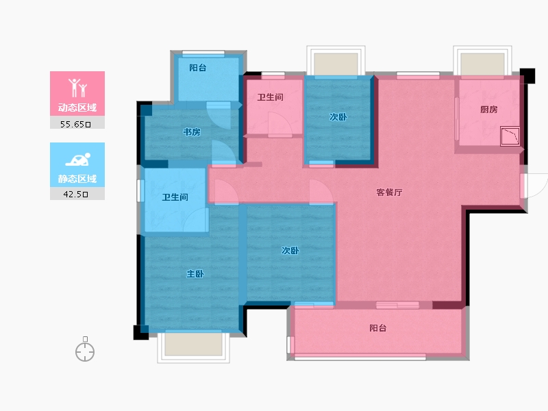 福建省-漳州市-大唐三木印象西湖-86.33-户型库-动静分区