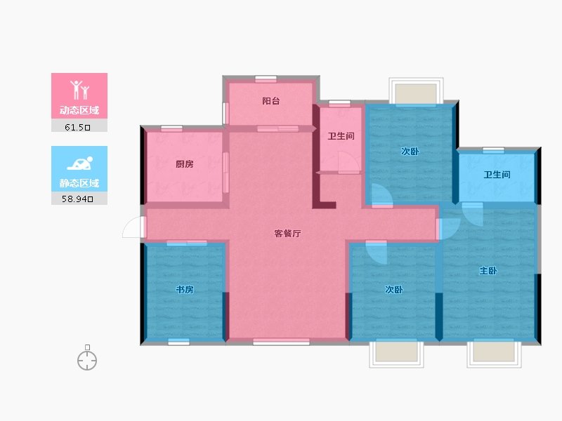 湖南省-株洲市-建宁翰府-106.56-户型库-动静分区