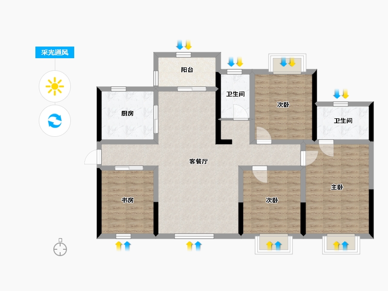 湖南省-株洲市-建宁翰府-106.56-户型库-采光通风