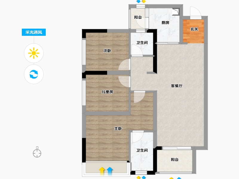 四川省-成都市-中建锦绣天地-76.12-户型库-采光通风