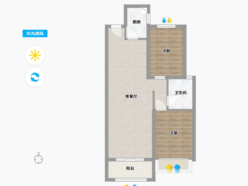 河北省-石家庄市-润江云玺-61.69-户型库-采光通风