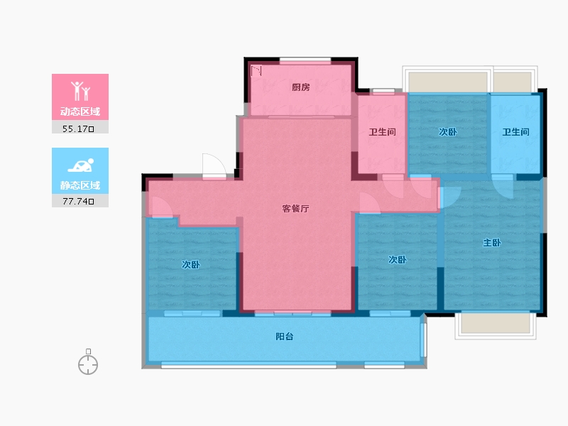 江苏省-无锡市-旭辉澄江府-120.04-户型库-动静分区