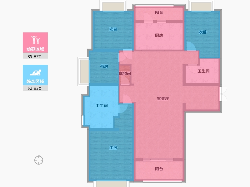 上海-上海市-中海建国里-133.58-户型库-动静分区