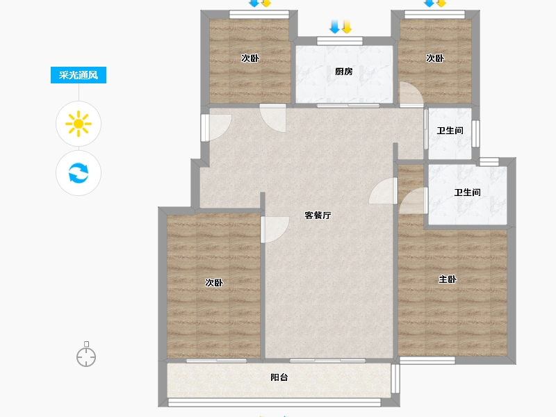 江苏省-无锡市-旭辉运河公元-91.00-户型库-采光通风