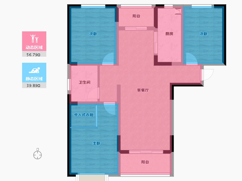 陕西省-西安市-绿城·春风心语·春风苑-85.15-户型库-动静分区