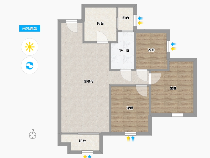 四川省-成都市-招商愉樾-65.32-户型库-采光通风