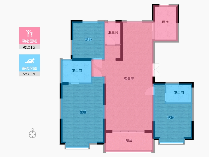 陕西省-西安市-中建锦绣天地-110.90-户型库-动静分区