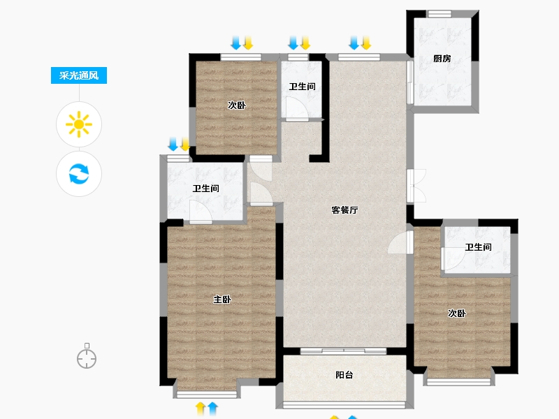 陕西省-西安市-中建锦绣天地-110.90-户型库-采光通风