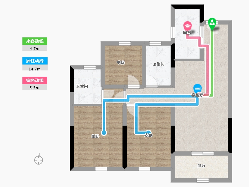 浙江省-绍兴市-宝业云溪里-71.20-户型库-动静线